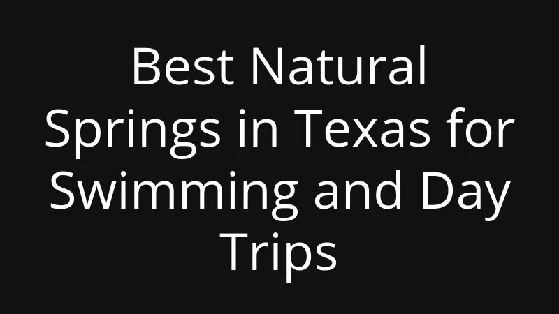 Best Natural Springs In Texas For Swimming And Day Trips