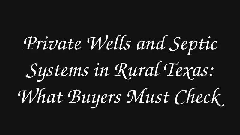 Private Wells And Septic Systems In Rural Texas What Buyers Must Check